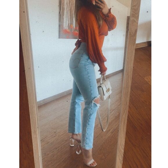 Orange open back blouse - Picture 1 of 6